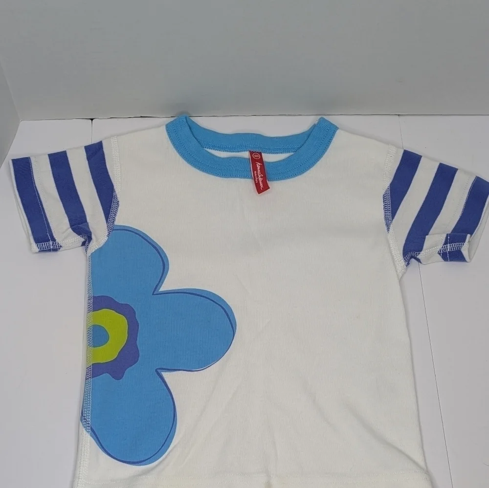 Hanna Anderson Flower Stripe Short PJ Pajama Set 100 4